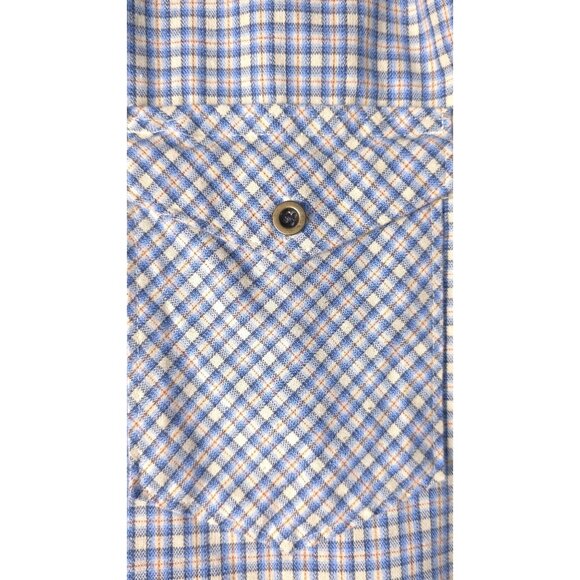 Wrangler Men's Long-Sleeve Western Plaid Shirt Blue/Beige L - Picture 4 of 8